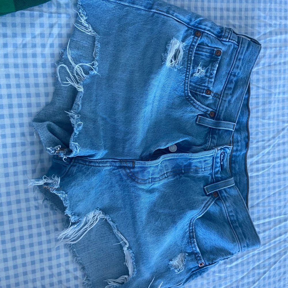 Levi's Blue Distressed Jean Shorts